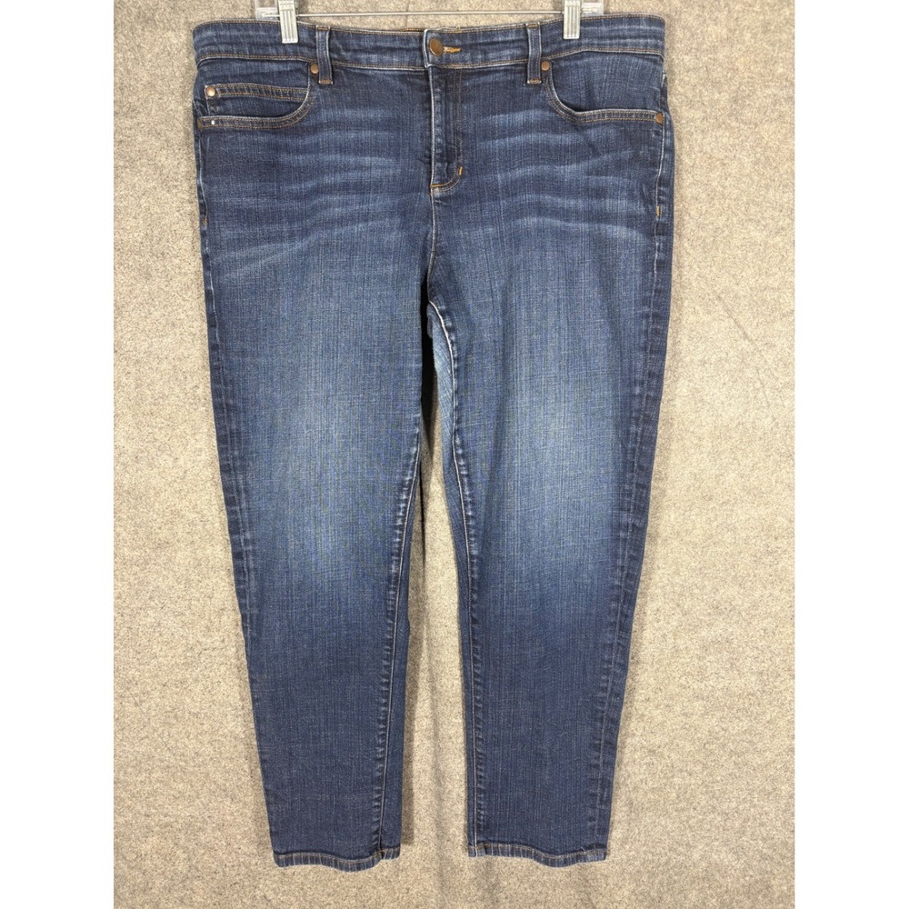 Eileen Fisher Womens Blue Dark Wash Stretch Slim Denim Jeans Size 16